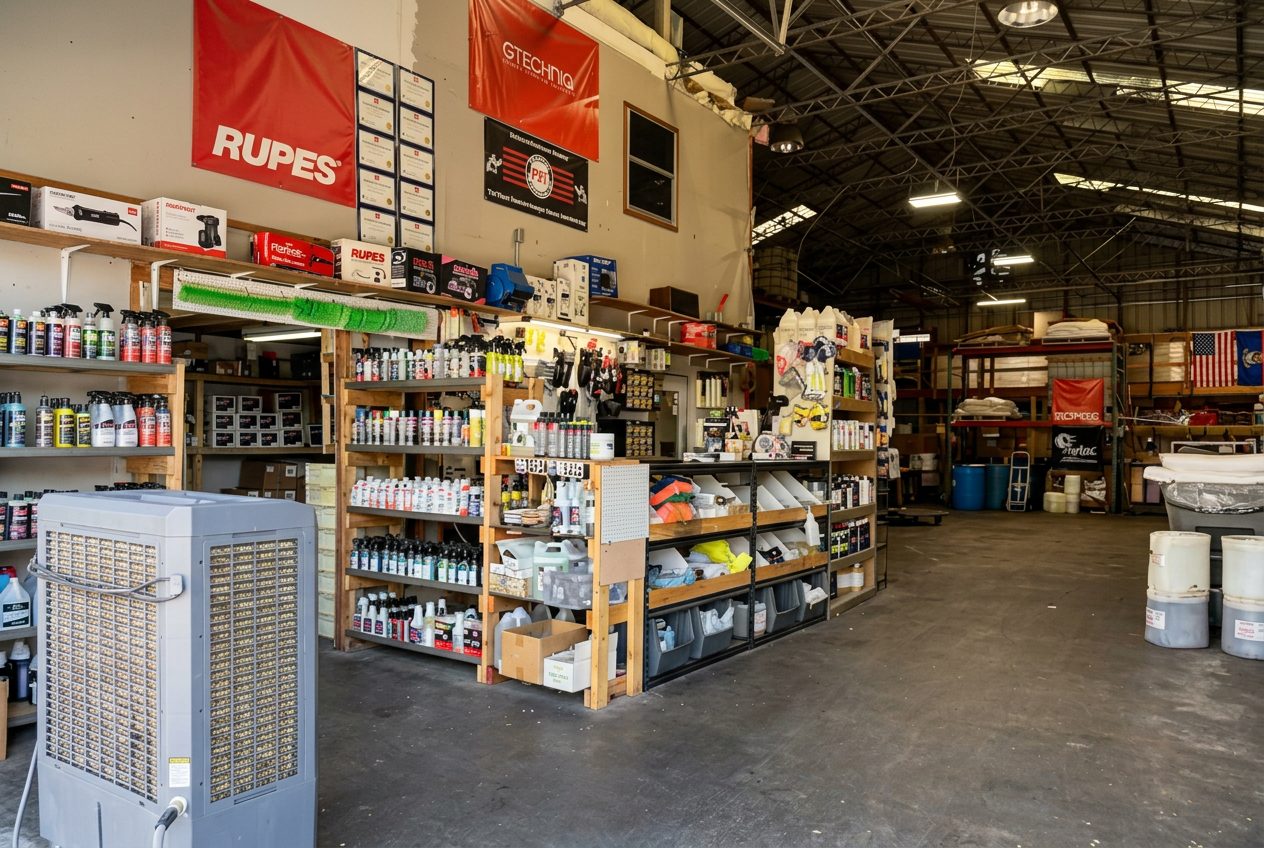 The stocked Cen-Tex Detail Supply facility in North Austin
